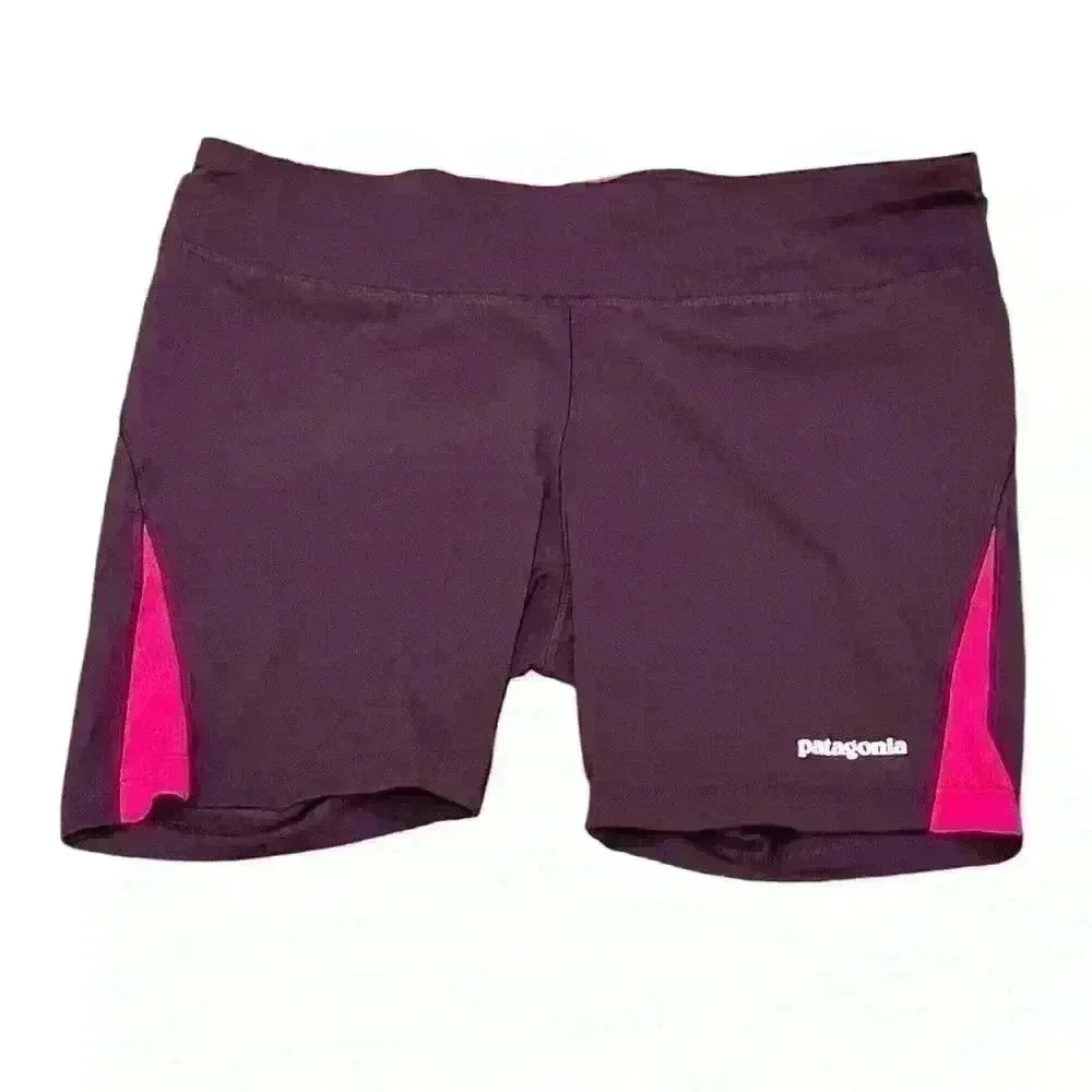 Patagonia Women's Dark Purple Athletic Shorts with Pink Panels